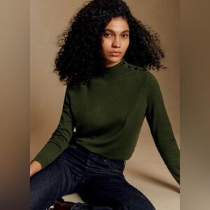 Sezane Jacob Jumper 100% Wool Sweater in Perfect Green XXS